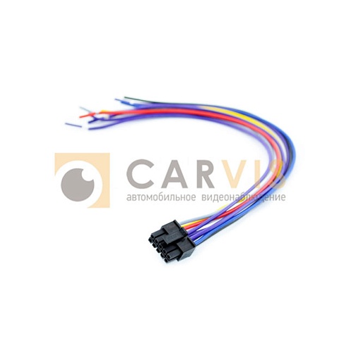 Черный автомобильный видеорегистратор CARVIS MD-448HDD с металлическим корпусом, ребрами охлаждения, портом USB, слотом для карты памяти и светодиодными индикаторами состояния работы, в комплекте с подключенными кабелями с разъемами для установки в системы видеонаблюдения.