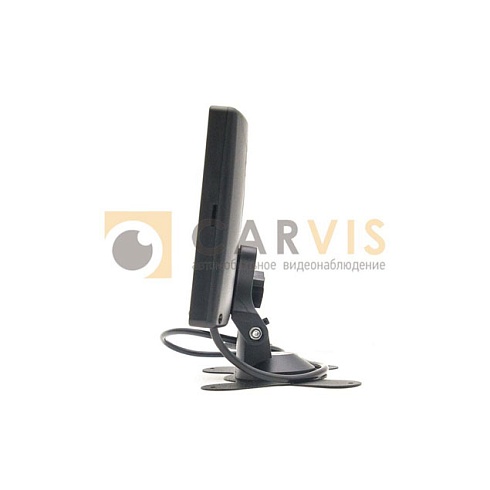 Профессиональный автомобильный монитор CARVIS MT-307 с черным корпусом, кнопками управления на передней панели и стабильной подставкой для удобной установки и мониторинга систем видеонаблюдения в транспортных средствах.