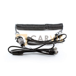 Спиральный кабель 2×4-pin (мама) — 2×4-pin (папа), 4 метра, гибкий и прочный для подключения видеооборудования в автомобиле, с усиленными коннекторами для долговечности и надежности