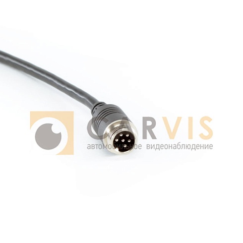Черный кабель 6-pin (мама) к 6-pin (папа) витая пара, длиной 5 метров, прочный и надежный для использования в системах видеонаблюдения автомобилей.
