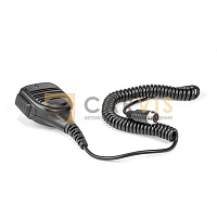 Гарнитура с растяжимым спиральным кабелем и 4-pin разъемом, прочная и удобная для длительного использования в автомобильных системах связи и видеонаблюдения.