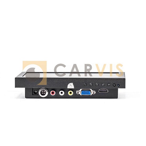 Профессиональный автомобильный монитор CARVIS MT-317 с черным корпусом, кнопками управления на передней панели и стабильной подставкой для удобной установки и мониторинга систем видеонаблюдения в транспортных средствах.
