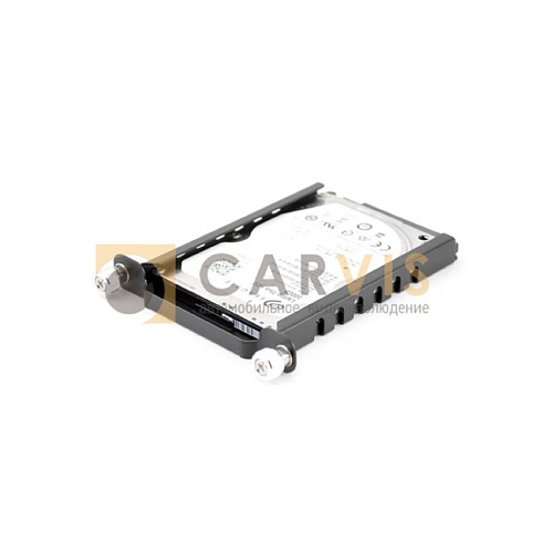 Черные салазки CARVIS для жесткого диска с вентиляционными отверстиями и крепежными винтами, предназначенные для установки и фиксации HDD в системе видеонаблюдения на транспорте.