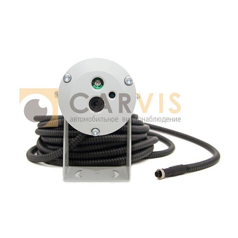 Взрывозащищенная инфракрасная камера CARVIS MC-425IR Exd с металлическим креплением и гибким кабелем с круглым разъемом для подключения, предназначенная для эксплуатации в условиях повышенного риска возгорания."